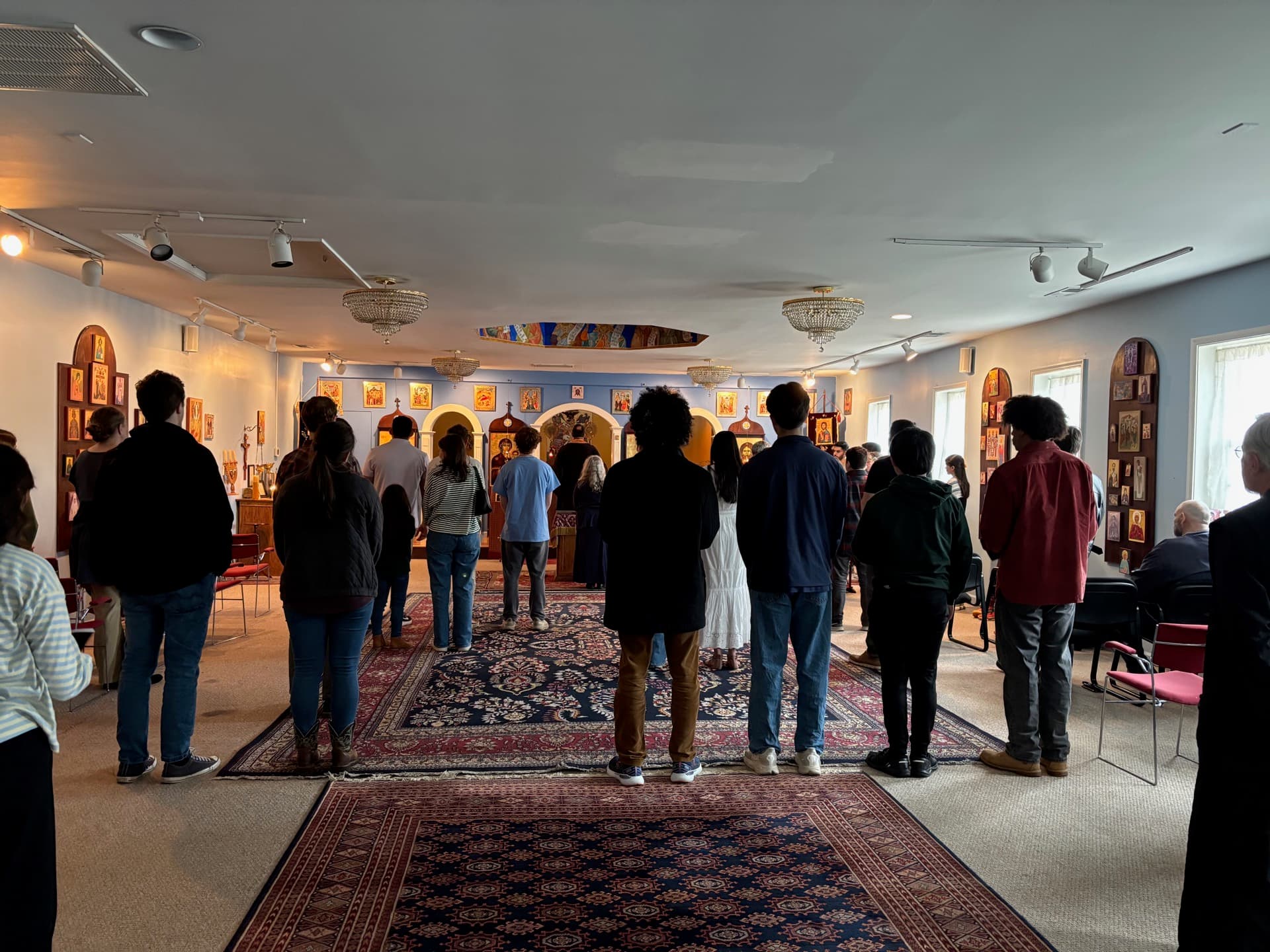 OCF students standing in prayer during Divine Liturgy